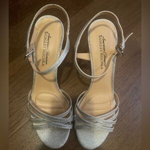 Badgley Mischka Glittering Silver Strappy Heels